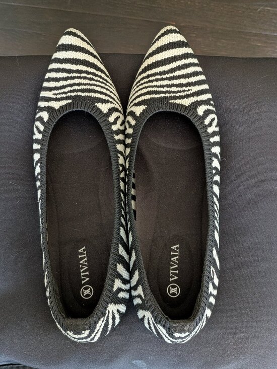 Vivaia Shoes - Zebra Print Pointed-Toe Flats | Size 10
